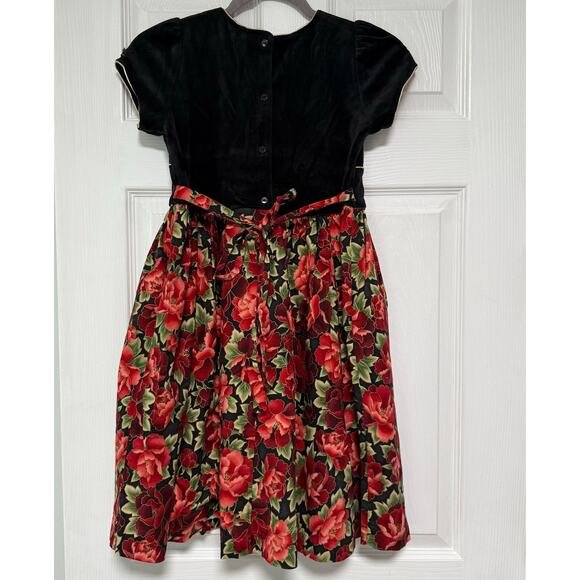 Rebecca Raggs Original Girls Floral Velvet Dress Size 10 - Picture 10 of 13